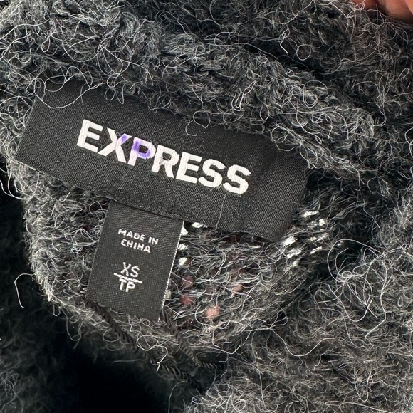 Express womens sweater size XS grey oversized turtleneck - Picture 9 of 11